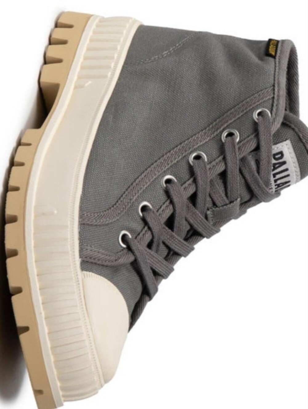 Palladium Charcoal Canvas High-Top Sneaker with Cream Sole - Size 10W or 8.5M
